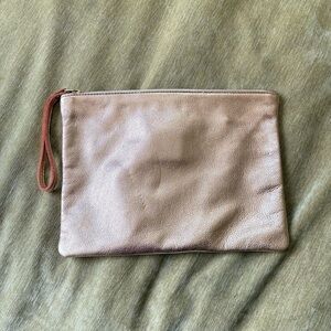Leah Lerner Rose Gold Leather Clutch Wristlet